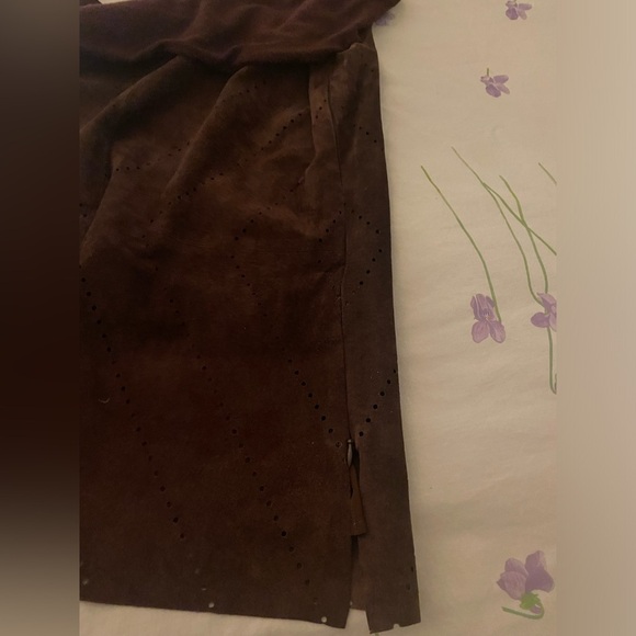 ecru  brown suede long sleeve top - Picture 12 of 14